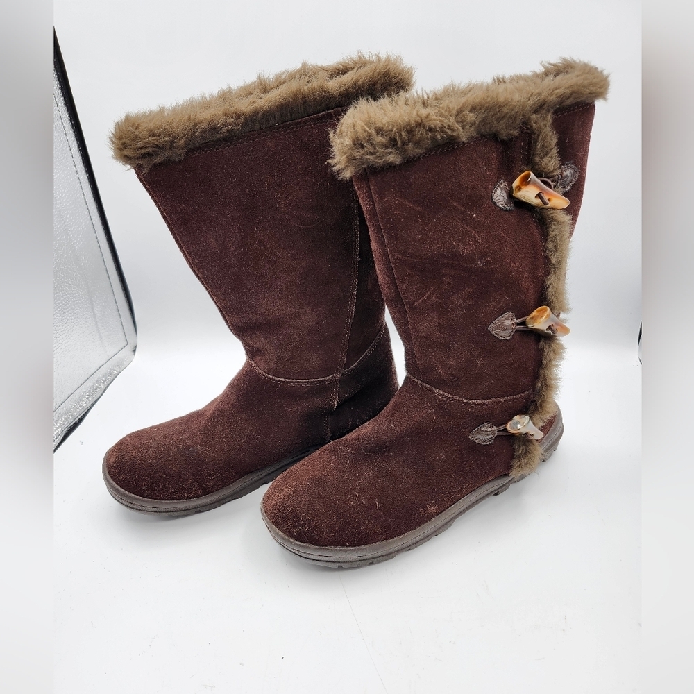Bass Brown Suede Faux Fur-Lined Women's Boots Sz 8